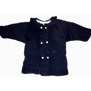 SAKS FIFTH AVENUE 100% BLACK LINED WOOL DOUBLE BREASTED PEA COAT SZ 6 MONTHS